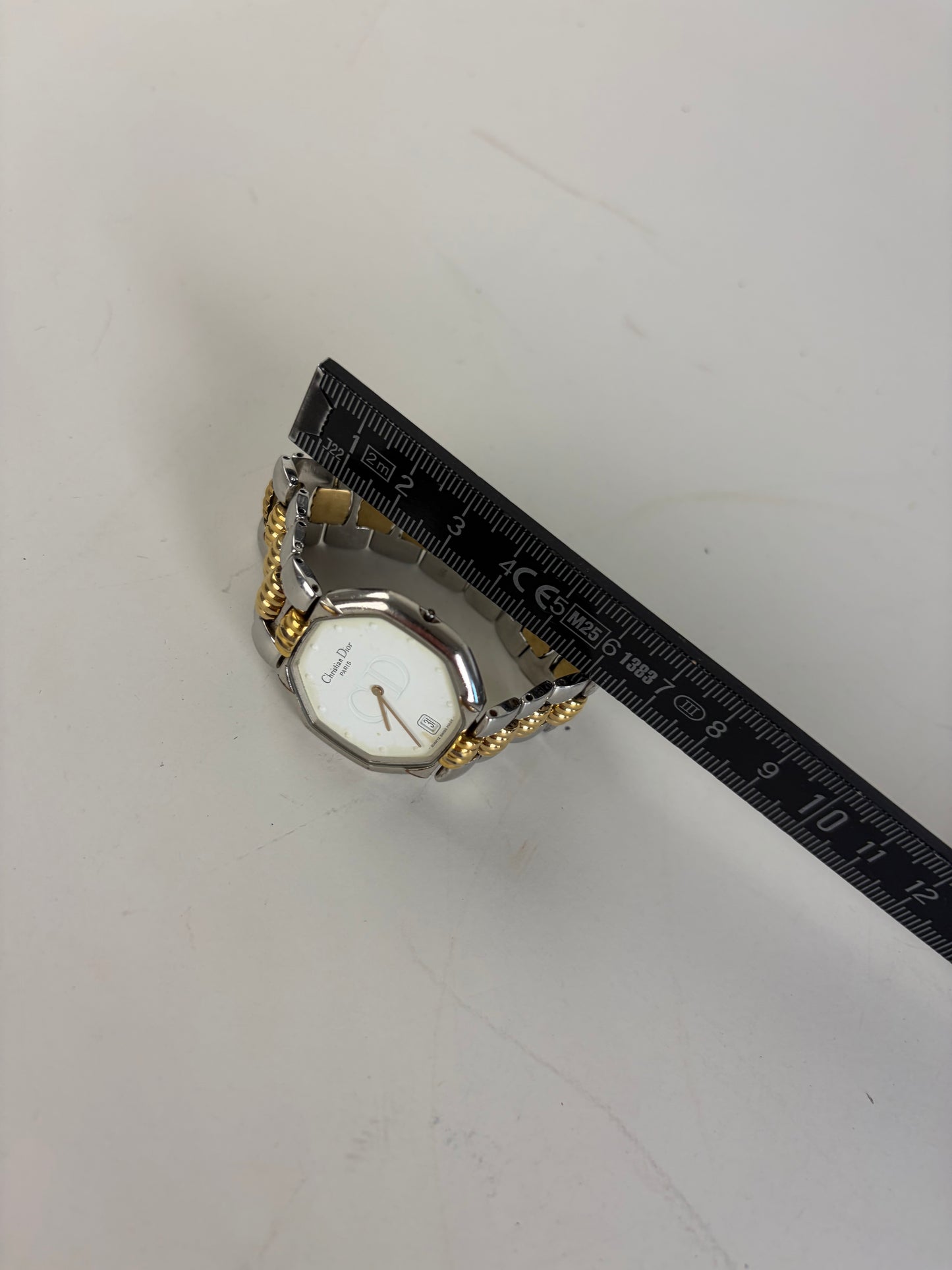 Vintage Dior Octagonal Bracelet Watch White Gold Silver
