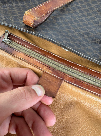 Grand sac vintage en cuir monogramme Céline marron