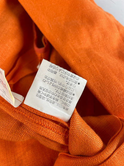 Vintage Yves Saint Laurent Linen Dress Bright Orange M