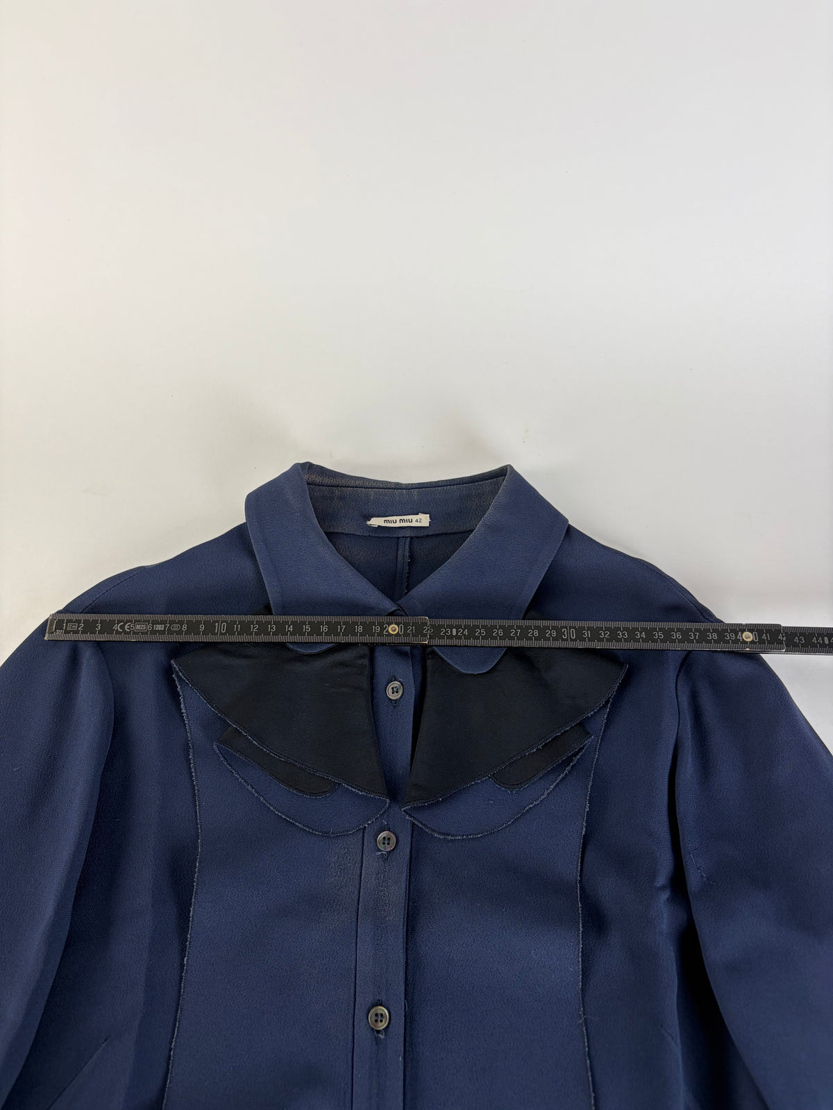 Vintage Miu Miu Shirt Dress Navy Black Collar XL