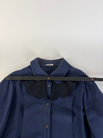 Vintage Miu Miu Shirt Dress Navy Black Collar XL