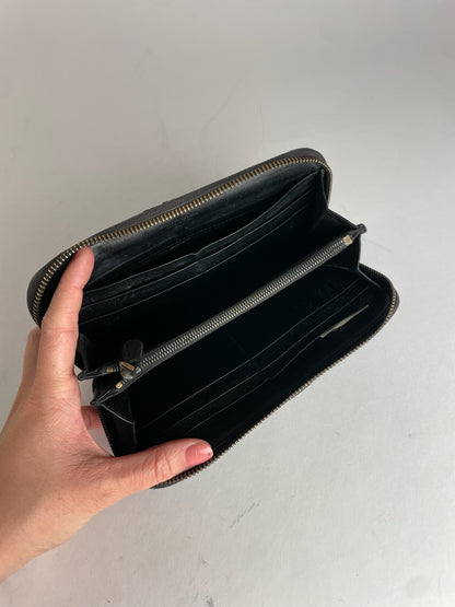 Vintage Bottega Veneta Intrecciato Leather Wallet Black