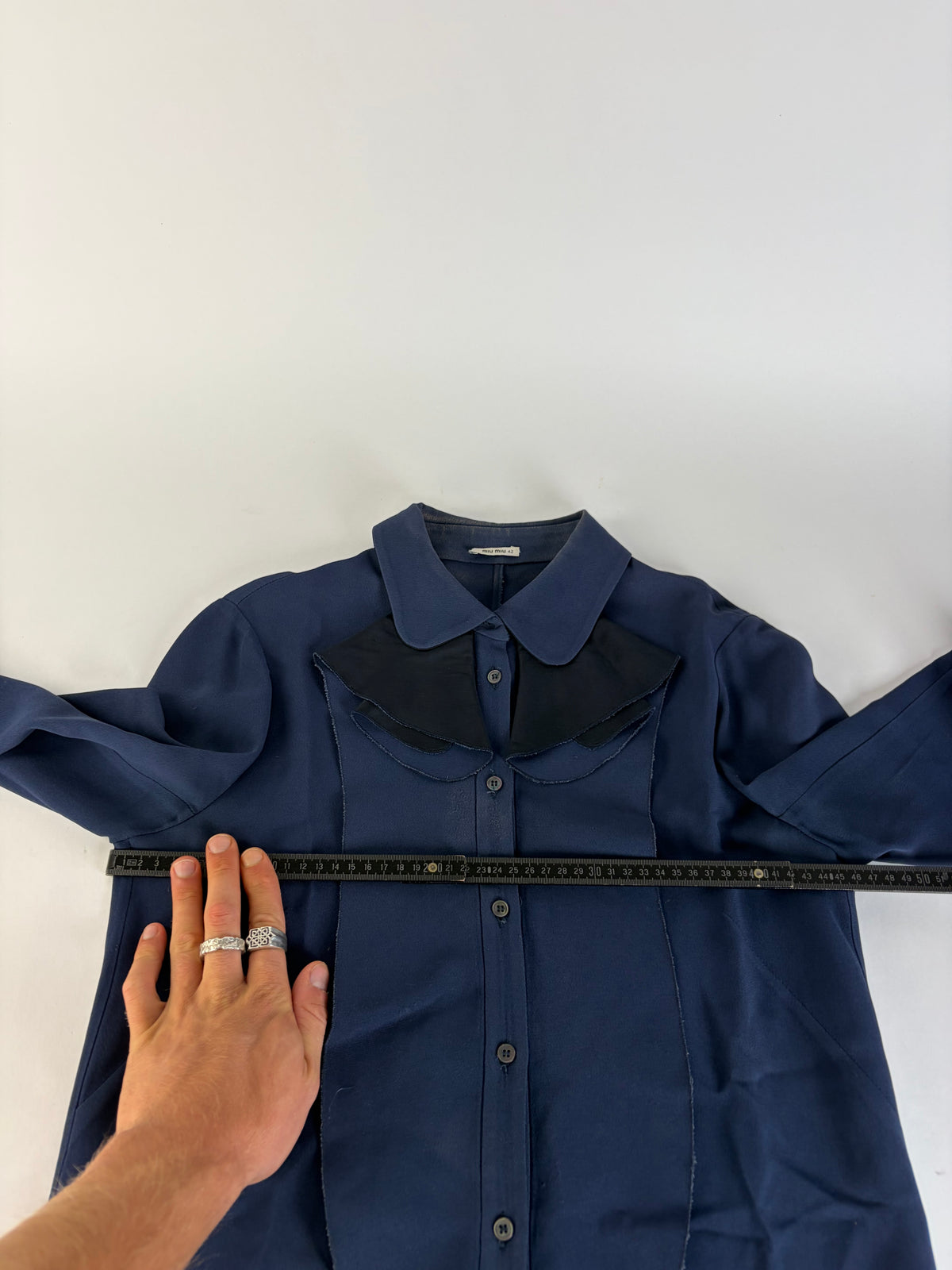 Vintage Miu Miu Shirt Dress Navy Black Collar XL