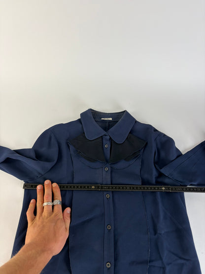 Vintage Miu Miu Shirt Dress Navy Black Collar XL