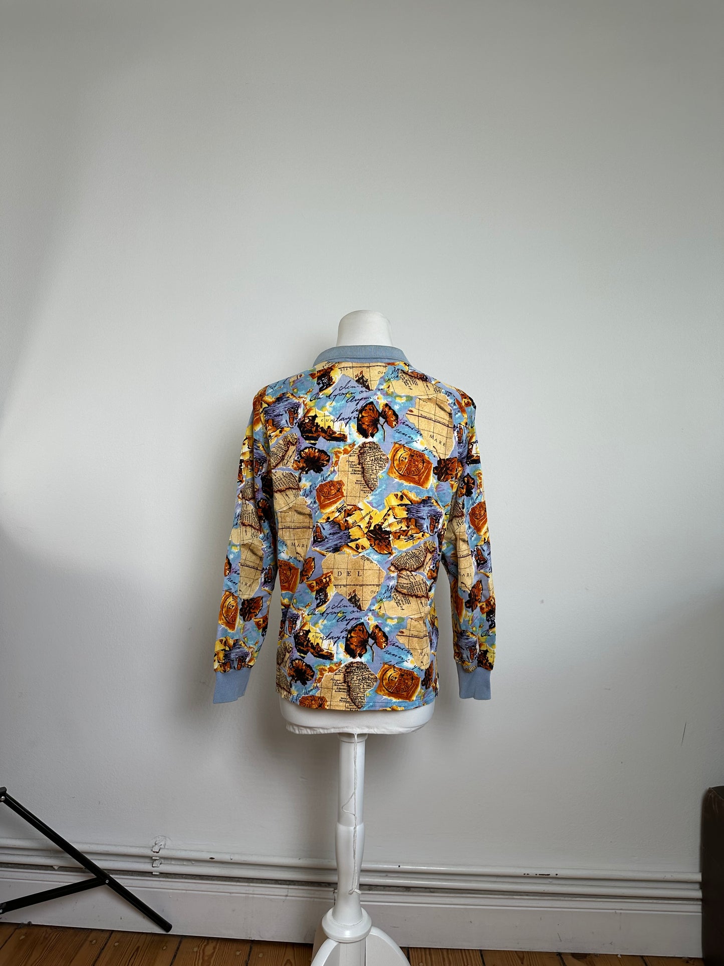 Vintage Dior Multicolor Cotton Polo Shirt with Unique Map Print