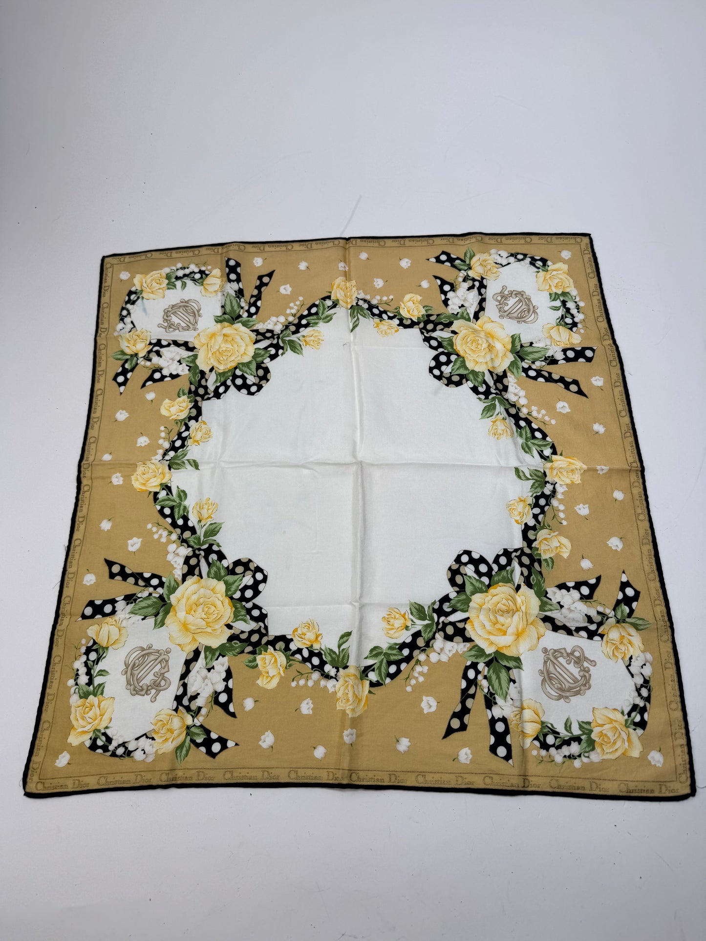 Vintage Dior Scarf White yellow gold