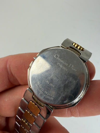 Vintage Dior Octagonal Bracelet Watch White Gold Silver