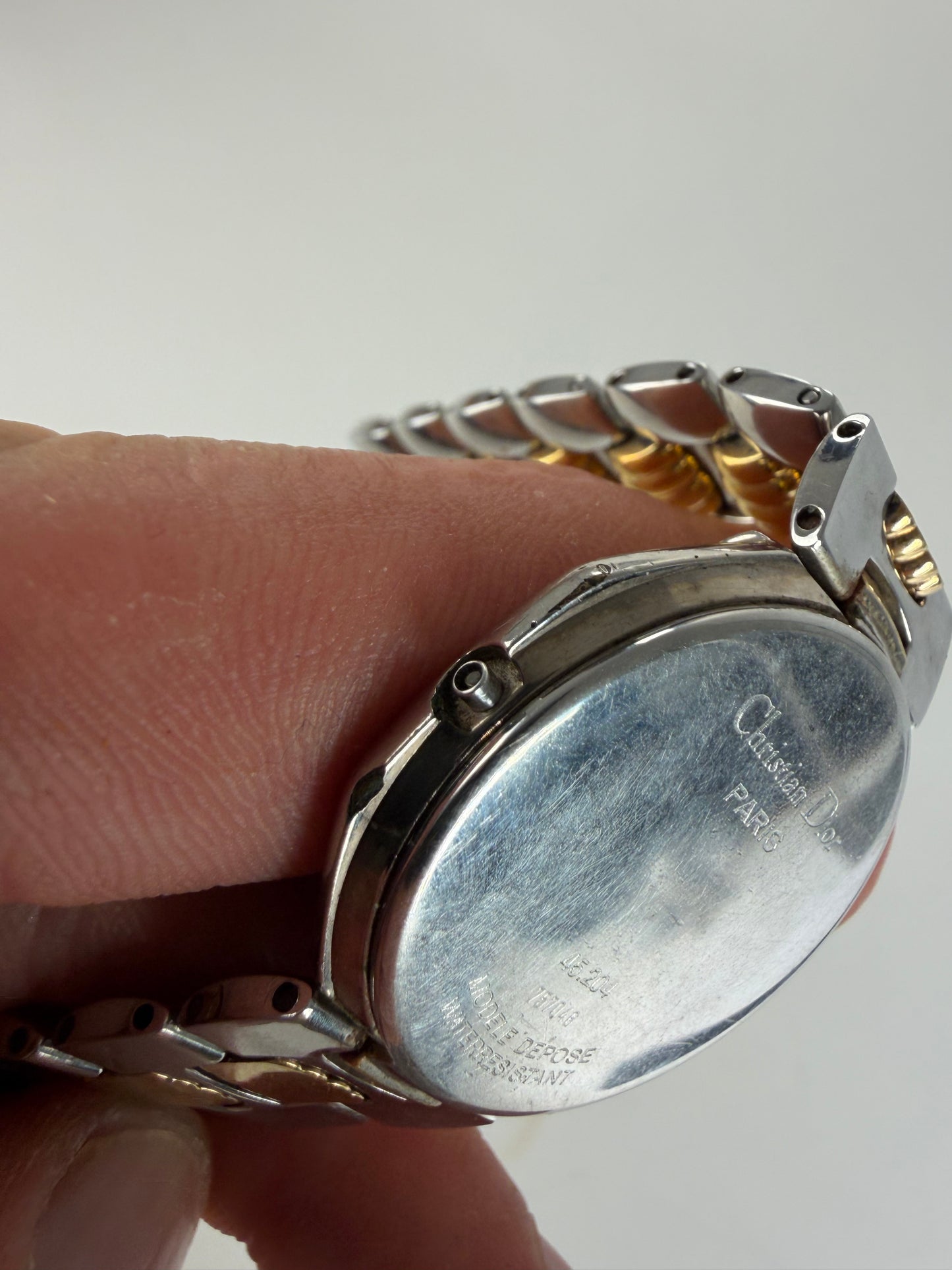 Vintage Dior Octagonal Bracelet Watch White Gold Silver