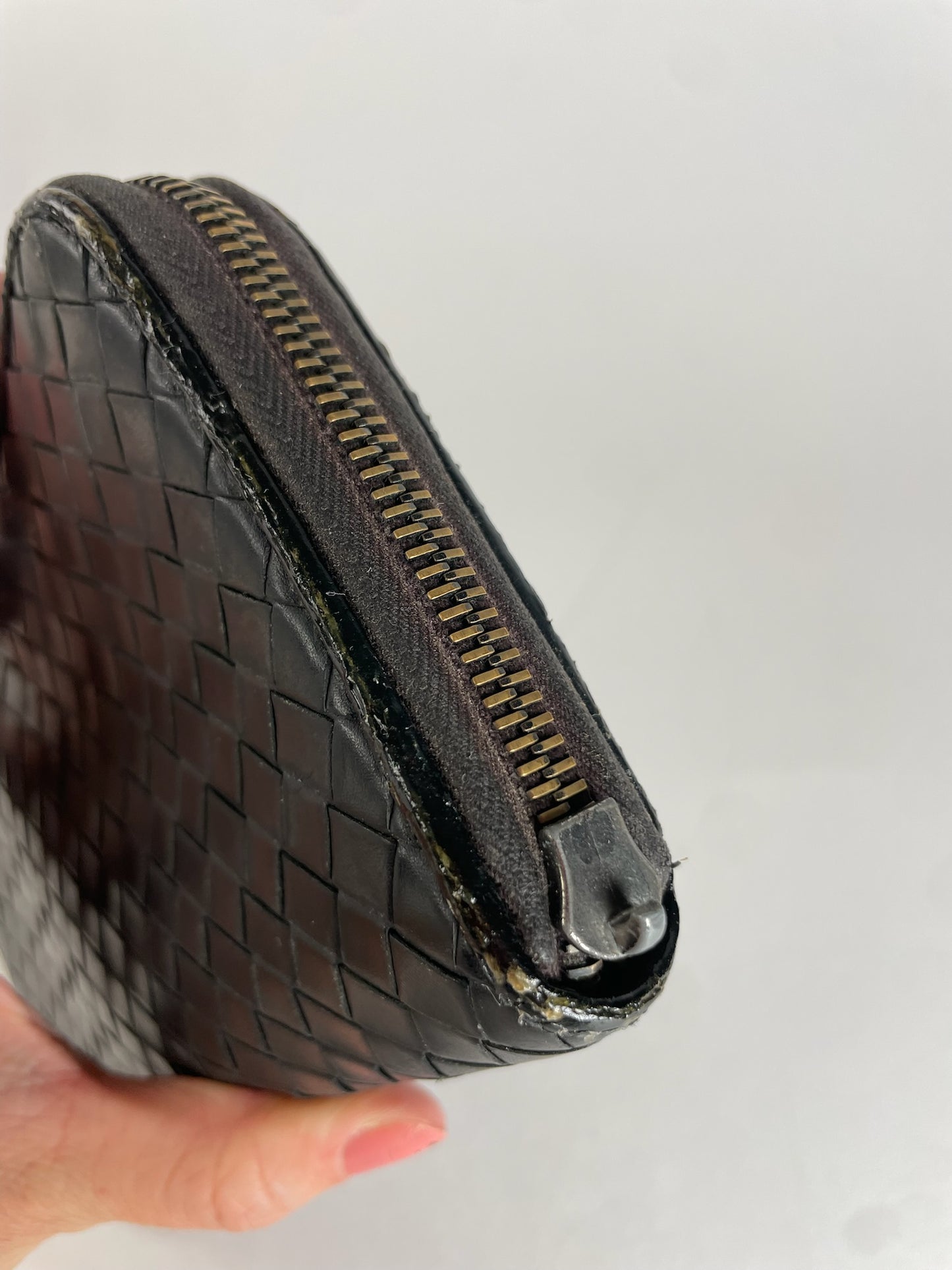 Vintage Bottega Veneta Intrecciato Leather Wallet Black