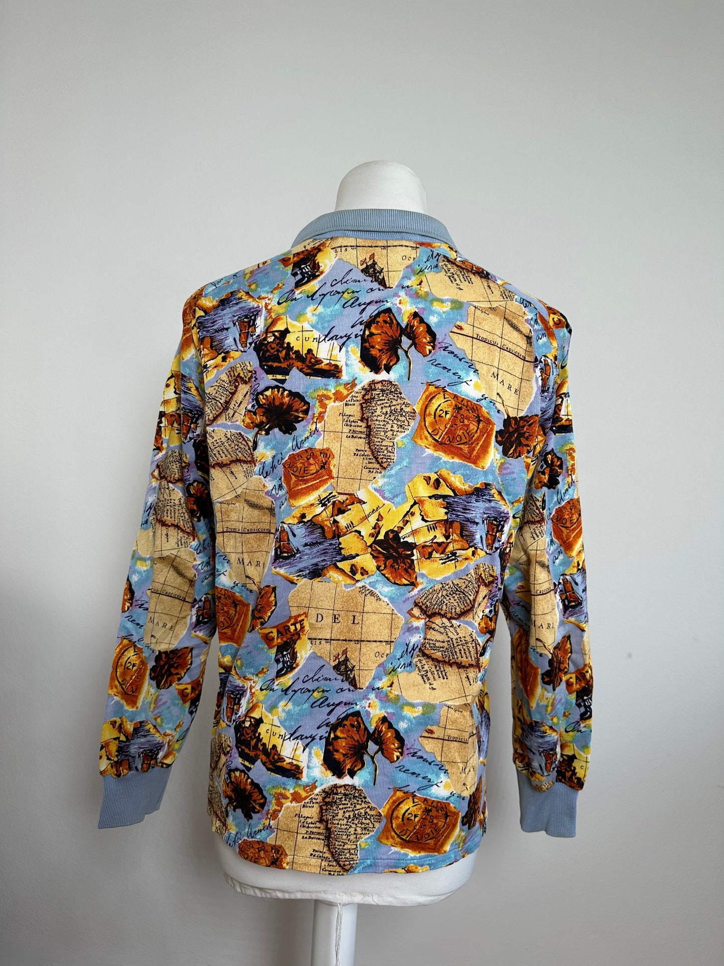 Vintage Dior Multicolor Cotton Polo Shirt with Unique Map Print