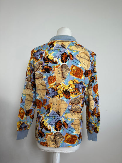 Vintage Dior Multicolor Cotton Polo Shirt with Unique Map Print