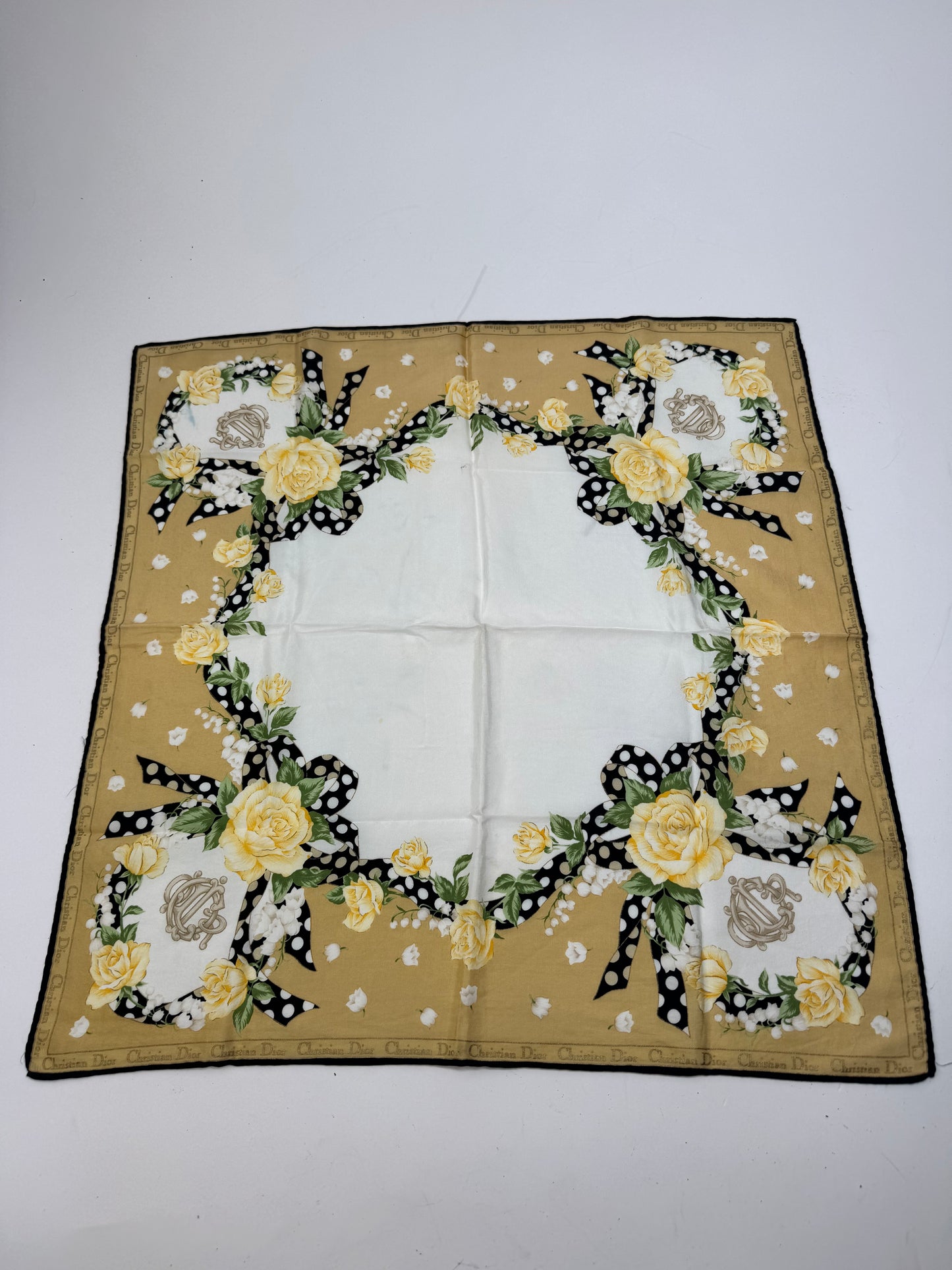 Vintage Dior Scarf White yellow gold