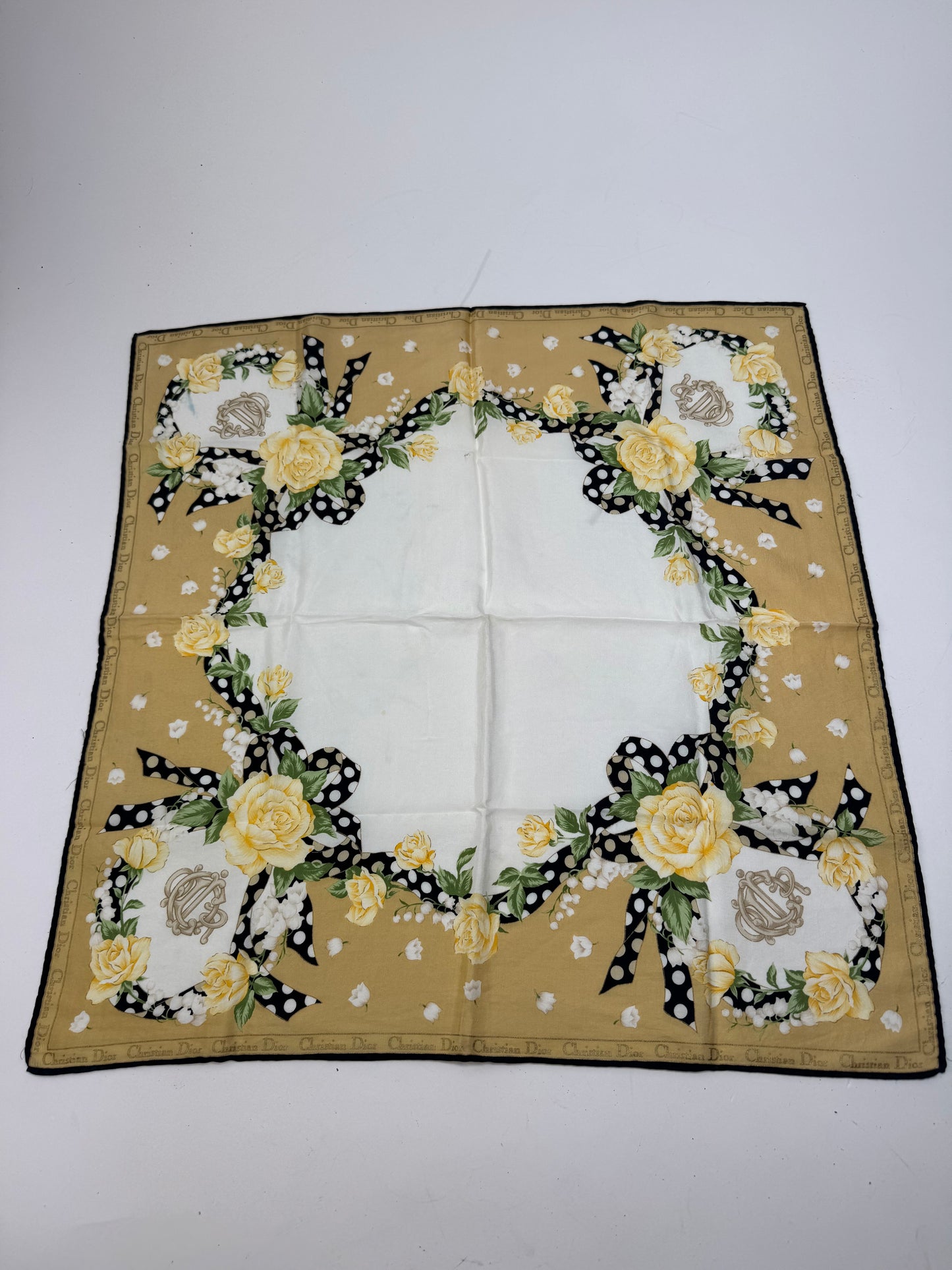 Vintage Dior Scarf White yellow gold