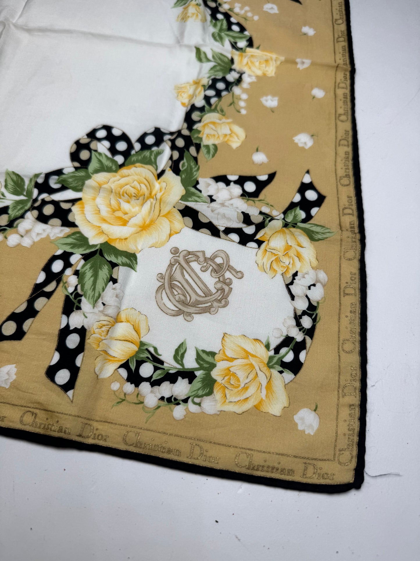 Vintage Dior Scarf White yellow gold