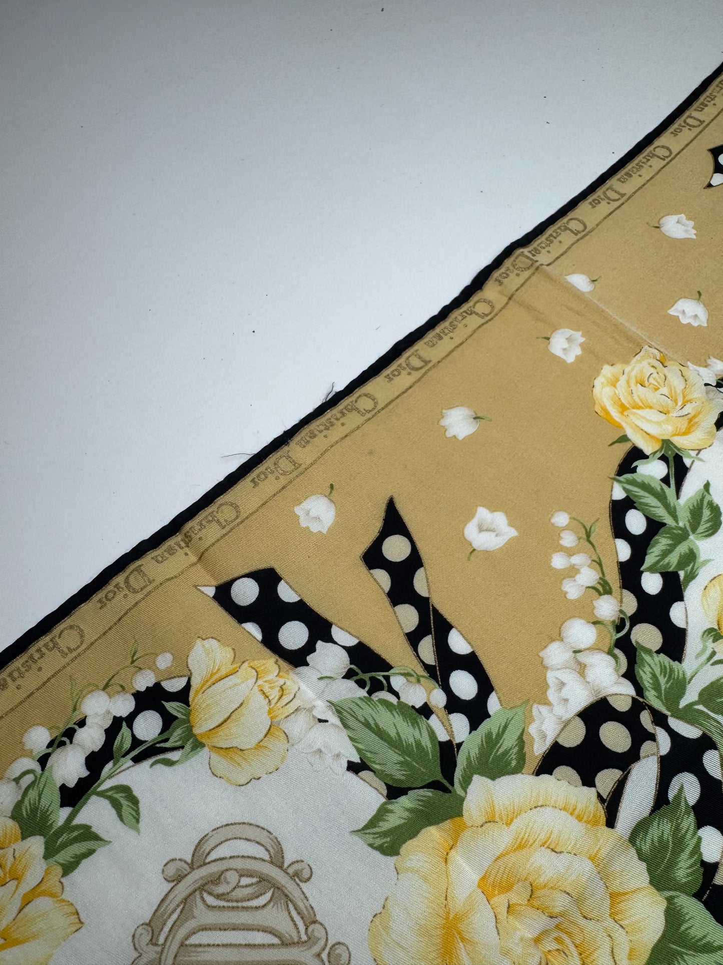 Vintage Dior Scarf White yellow gold