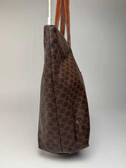 Grand sac vintage en cuir monogramme Céline marron