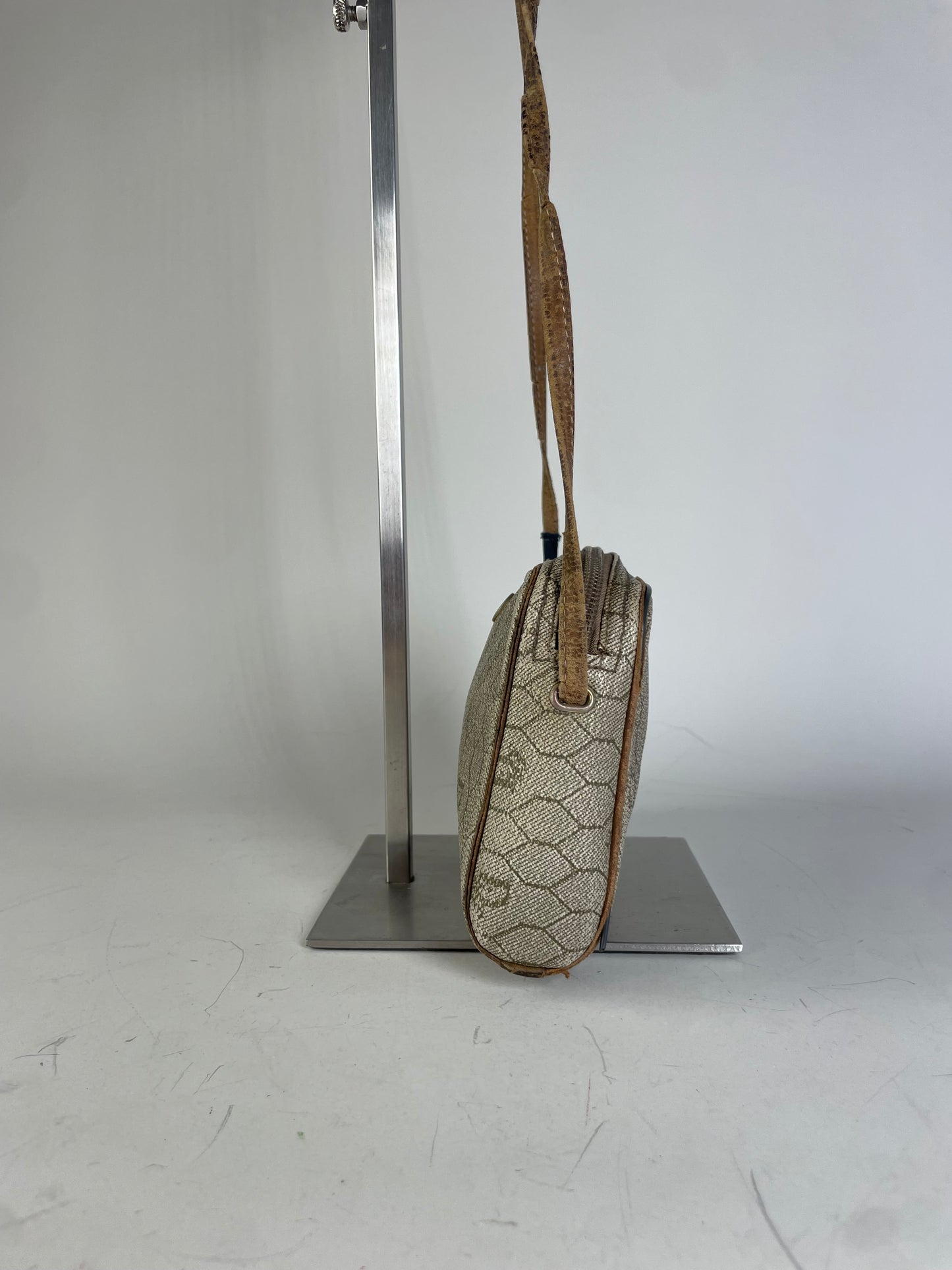 Vintage Dior Oblique Monogram Crossbody Bag Beige Gold