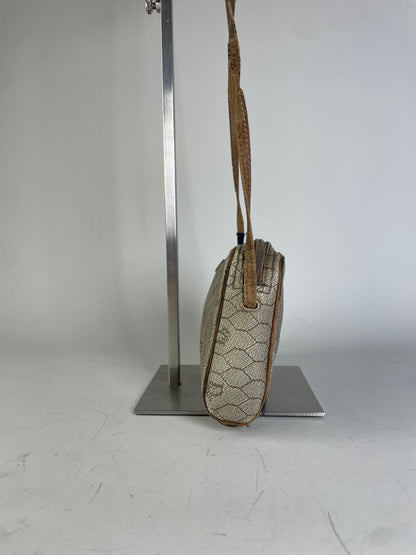 Vintage Dior Oblique Monogram Crossbody Bag Beige Gold