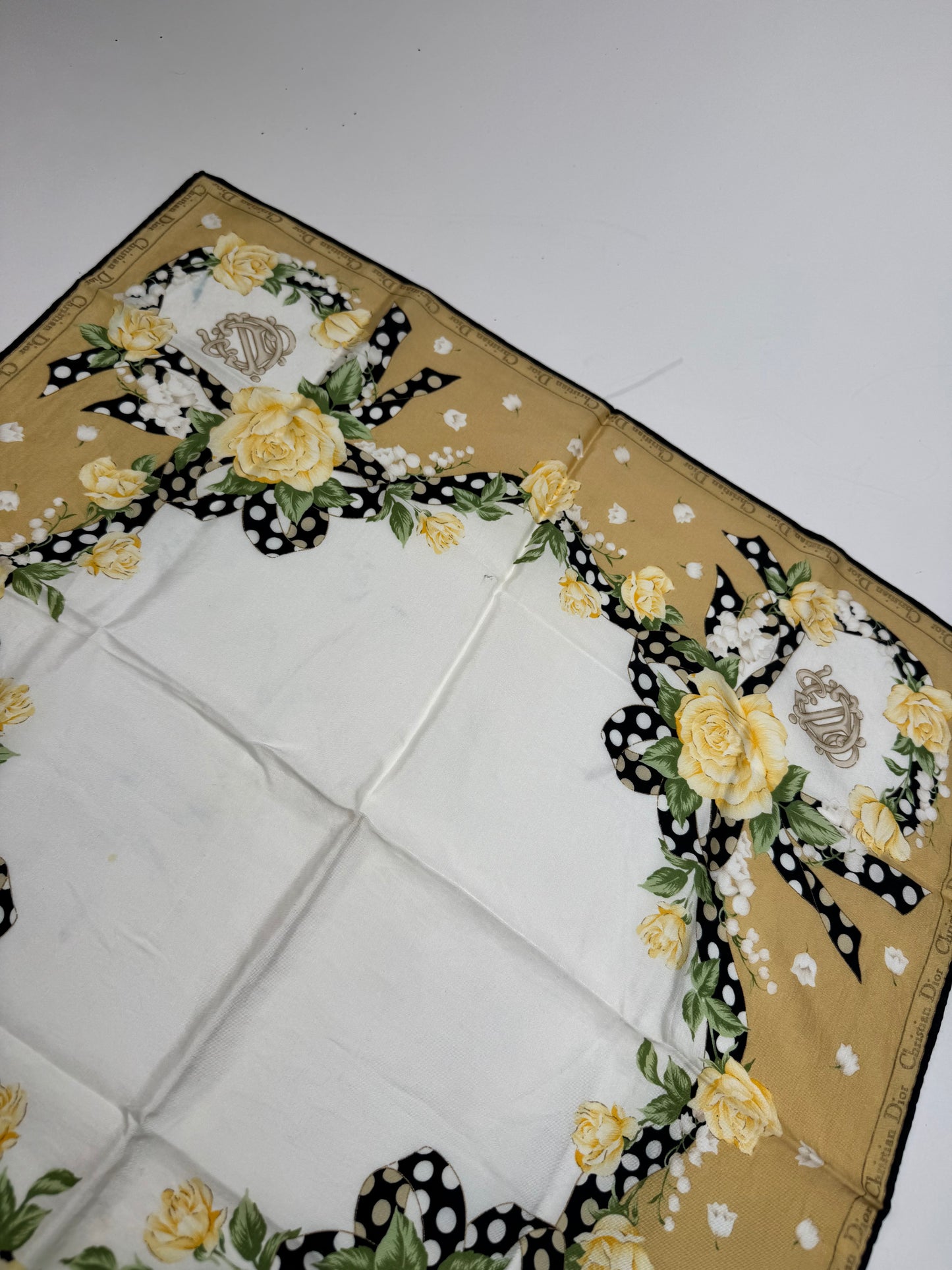 Vintage Dior Scarf White yellow gold