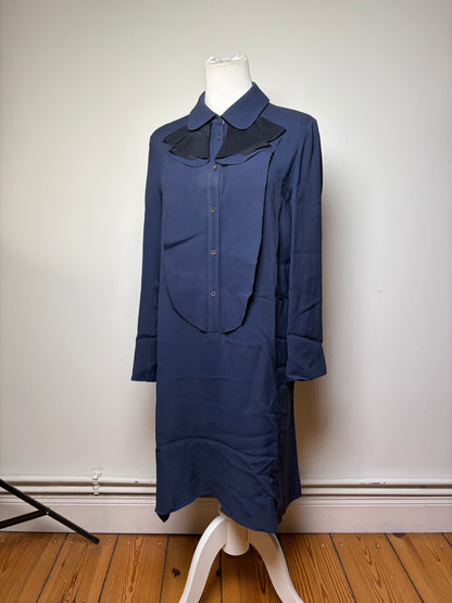 Vintage Miu Miu Shirt Dress Navy Black Collar XL