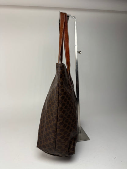 Grand sac vintage en cuir monogramme Céline marron