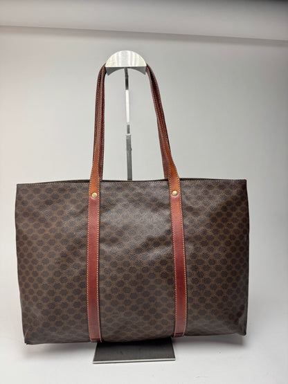 Grand sac vintage en cuir monogramme Céline marron