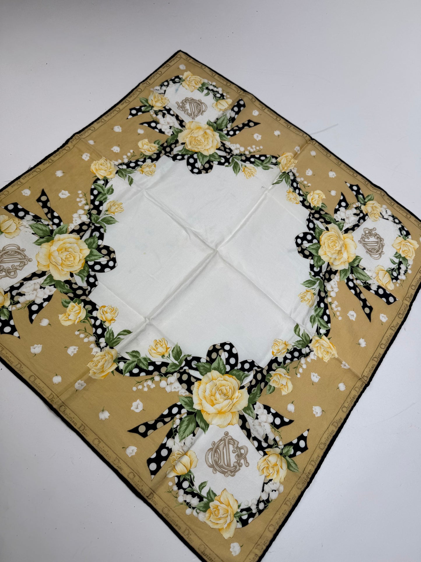 Vintage Dior Scarf White yellow gold