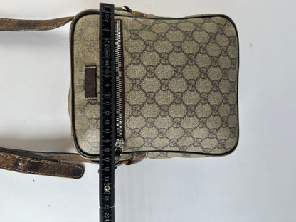 Vintage Gucci GG Supreme Flap Crossbody Bag c. 2010s Beige Brown