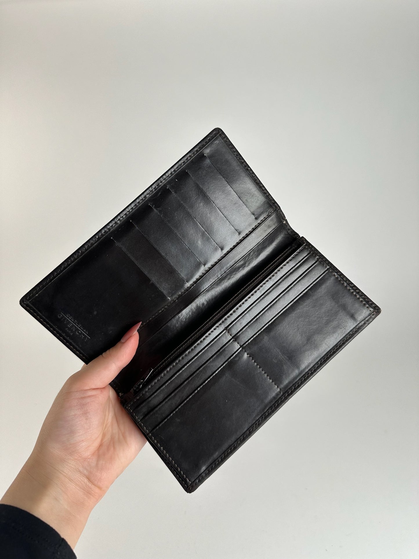 Vintage Givenchy leather ID holder black