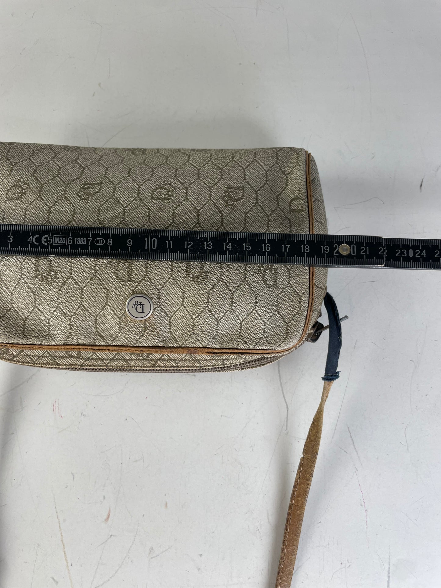 Vintage Dior Oblique Monogram Crossbody Bag Beige Gold