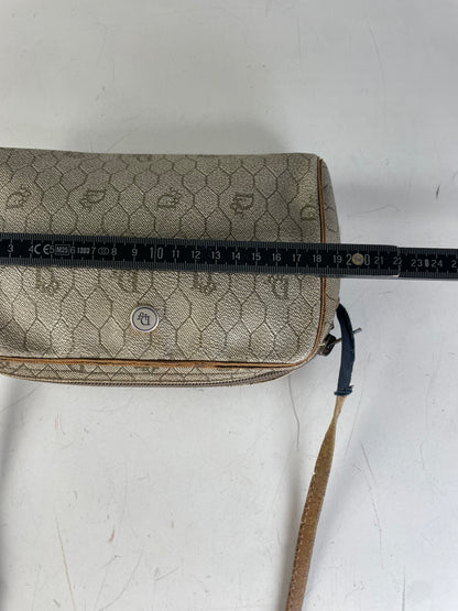 Vintage Dior Oblique Monogram Crossbody Bag Beige Gold