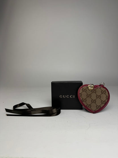 Vintage Gucci Monogram Heart Purse Purple Brown