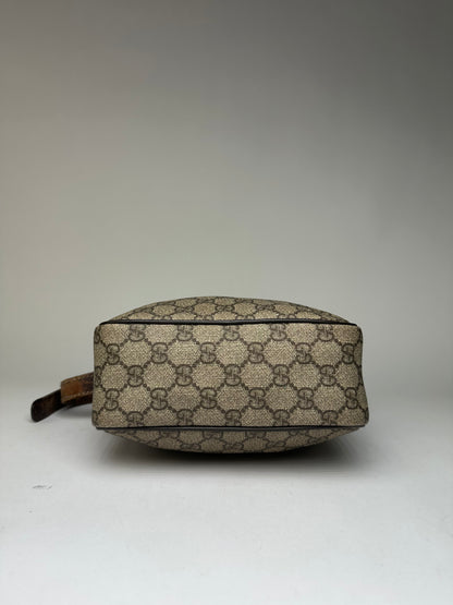 Vintage Gucci GG Supreme Flap Crossbody Bag c. 2010s Beige Brown