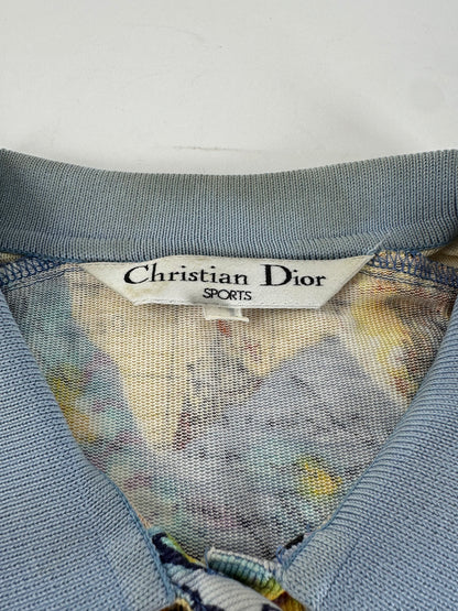Vintage Dior Multicolor Cotton Polo Shirt with Unique Map Print