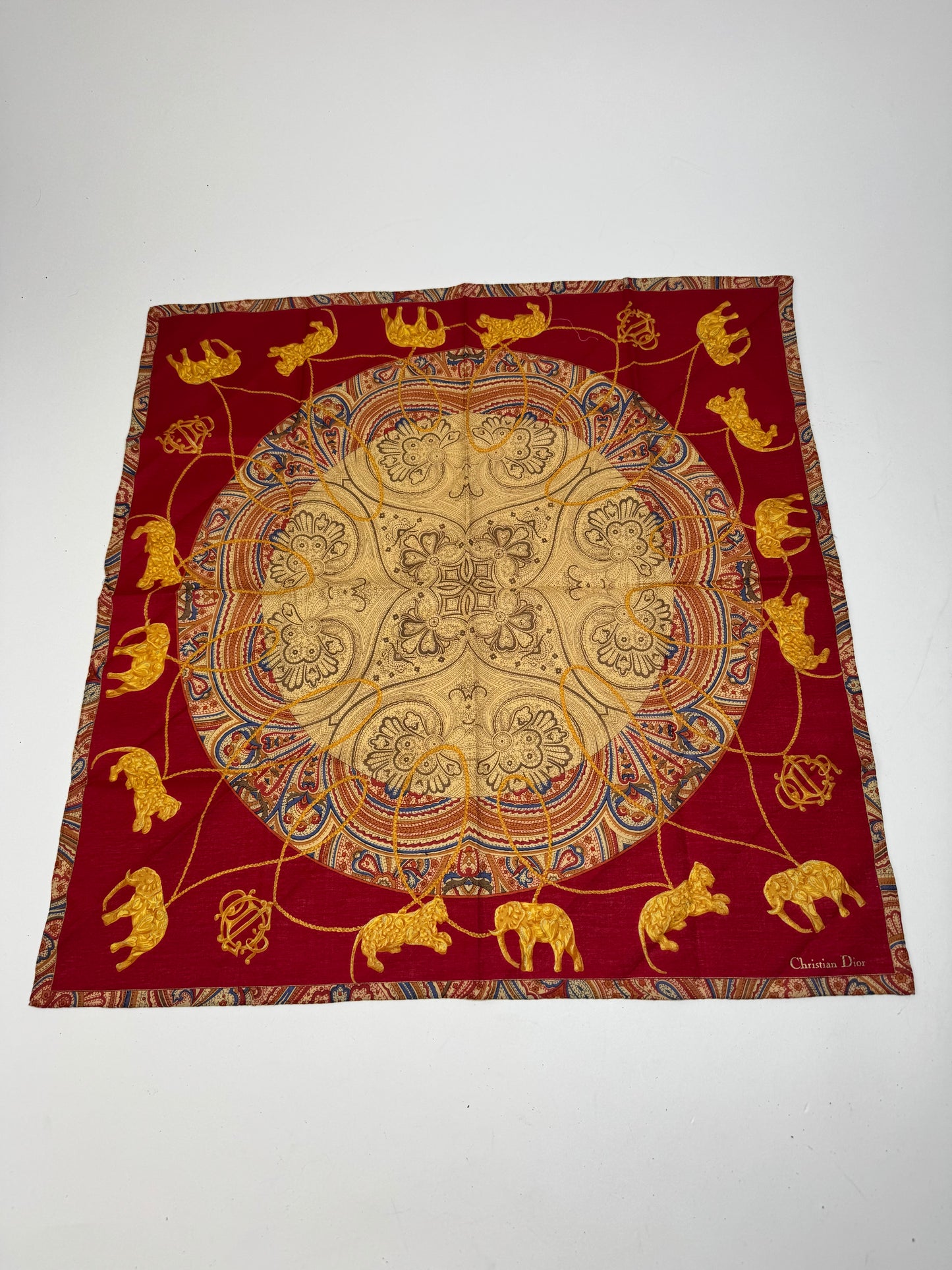 Vintage Dior Scarf Red Gold