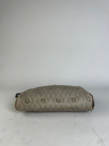 Vintage Dior Oblique Monogram Crossbody Bag Beige Gold