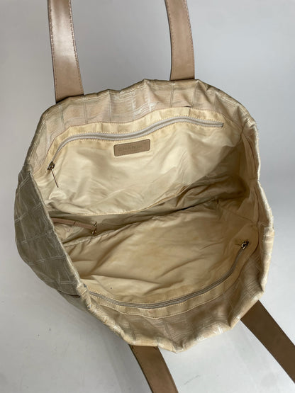 Vintage Chanel New Travel Line Tote Bag Beige Brown