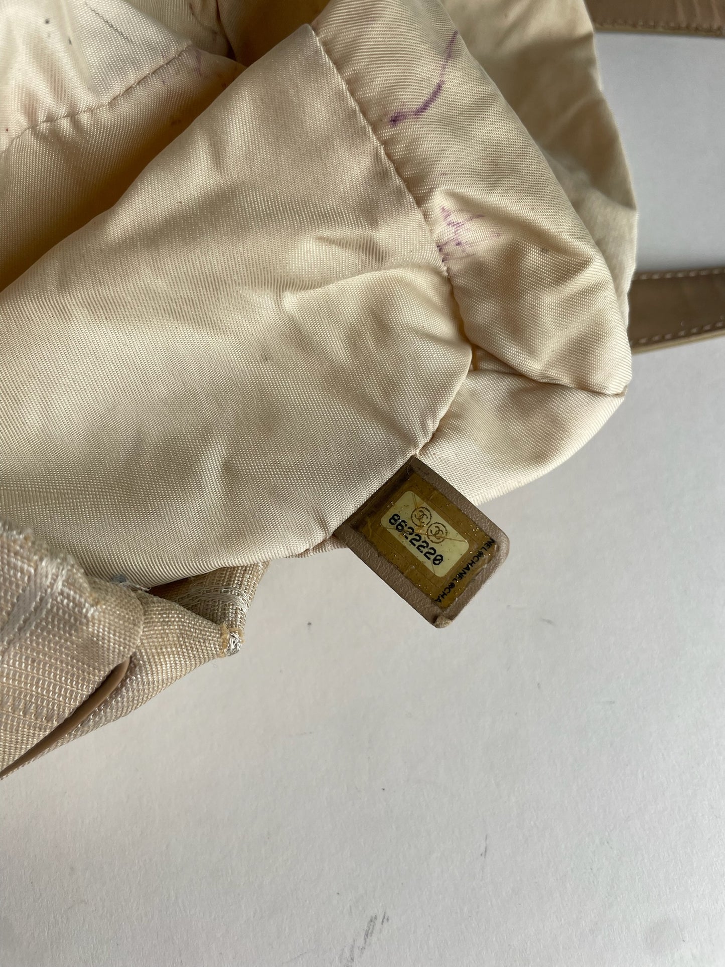 Vintage Chanel New Travel Line Tote Bag Beige Brown