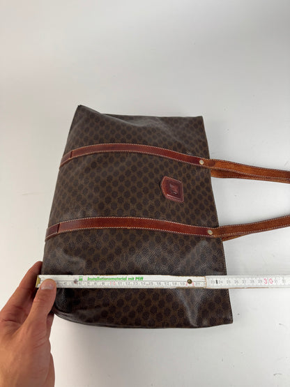 Grand sac vintage en cuir monogramme Céline marron