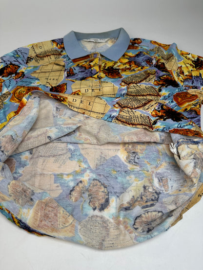 Vintage Dior Multicolor Cotton Polo Shirt with Unique Map Print