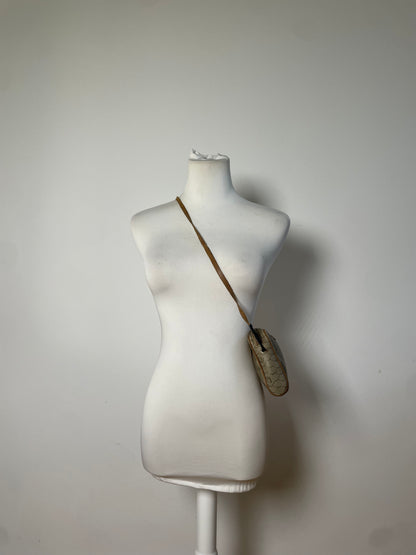 Vintage Dior Oblique Monogram Crossbody Bag Beige Gold