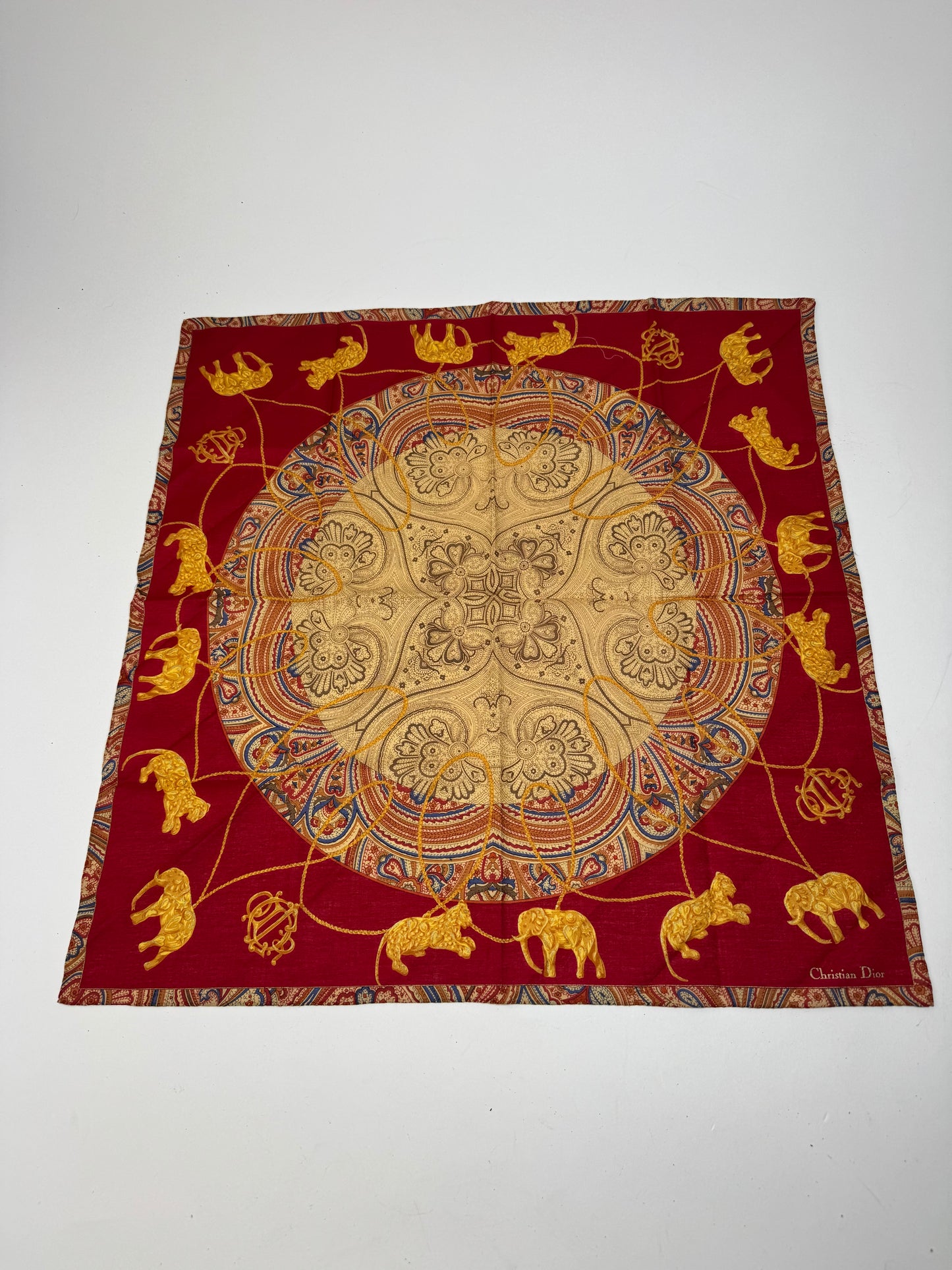 Vintage Dior Scarf Red Gold