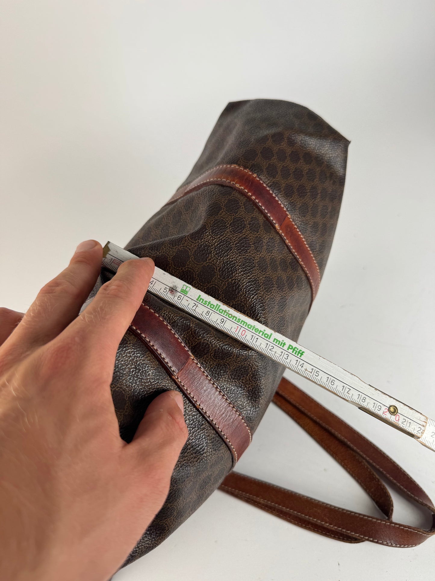 Grand sac vintage en cuir monogramme Céline marron