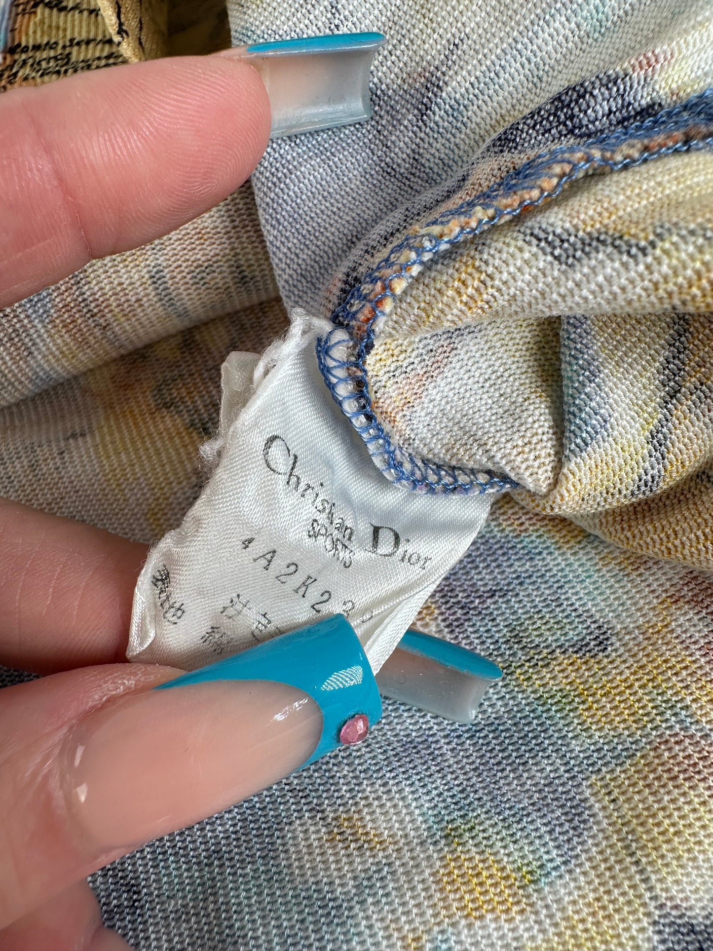 Vintage Dior Multicolor Cotton Polo Shirt with Unique Map Print