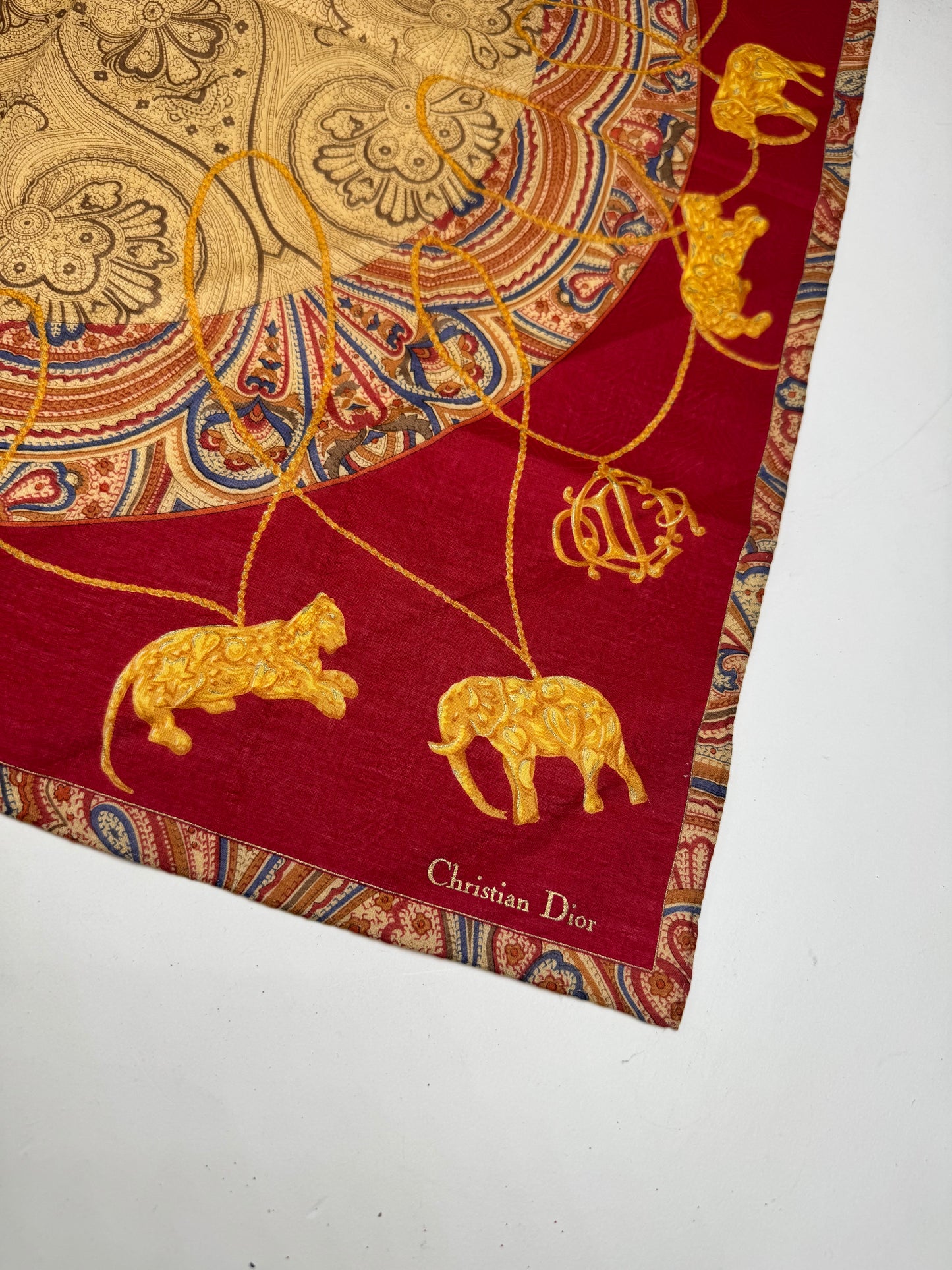 Vintage Dior Scarf Red Gold