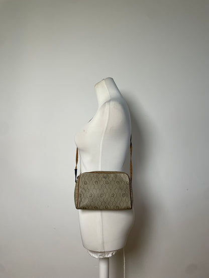 Vintage Dior Oblique Monogram Crossbody Bag Beige Gold