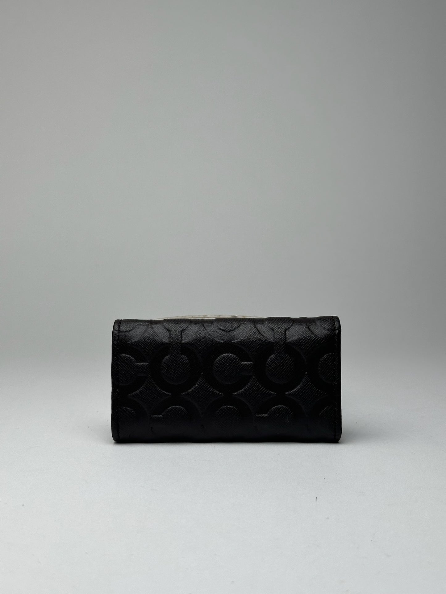 Porte-clés Coach vintage en cuir monogramme noir
