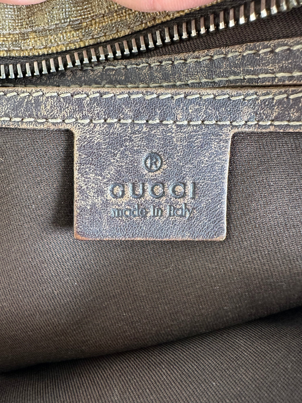 Vintage Gucci GG Supreme Flap Crossbody Bag c. 2010s Beige Brown