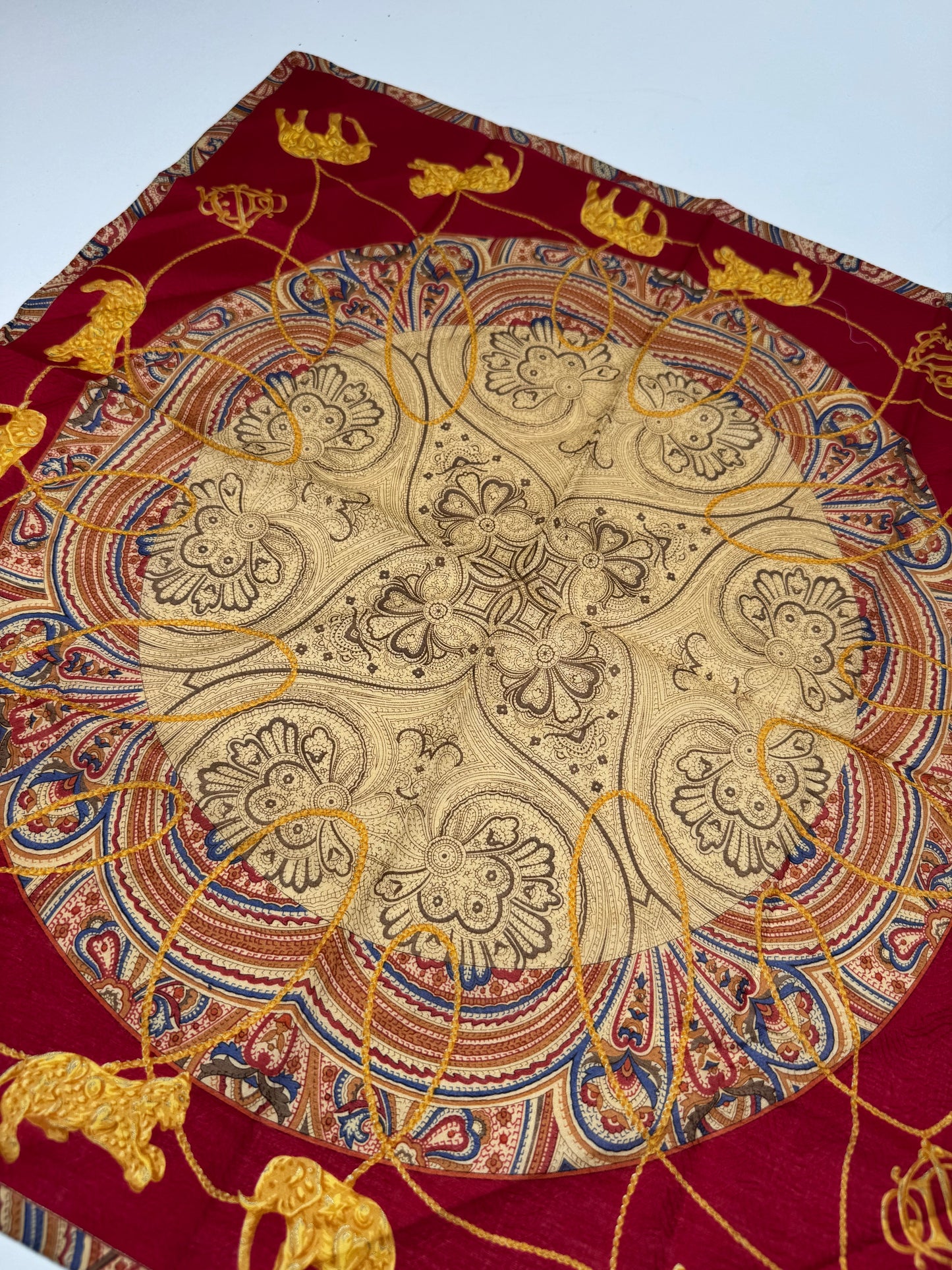 Vintage Dior Scarf Red Gold