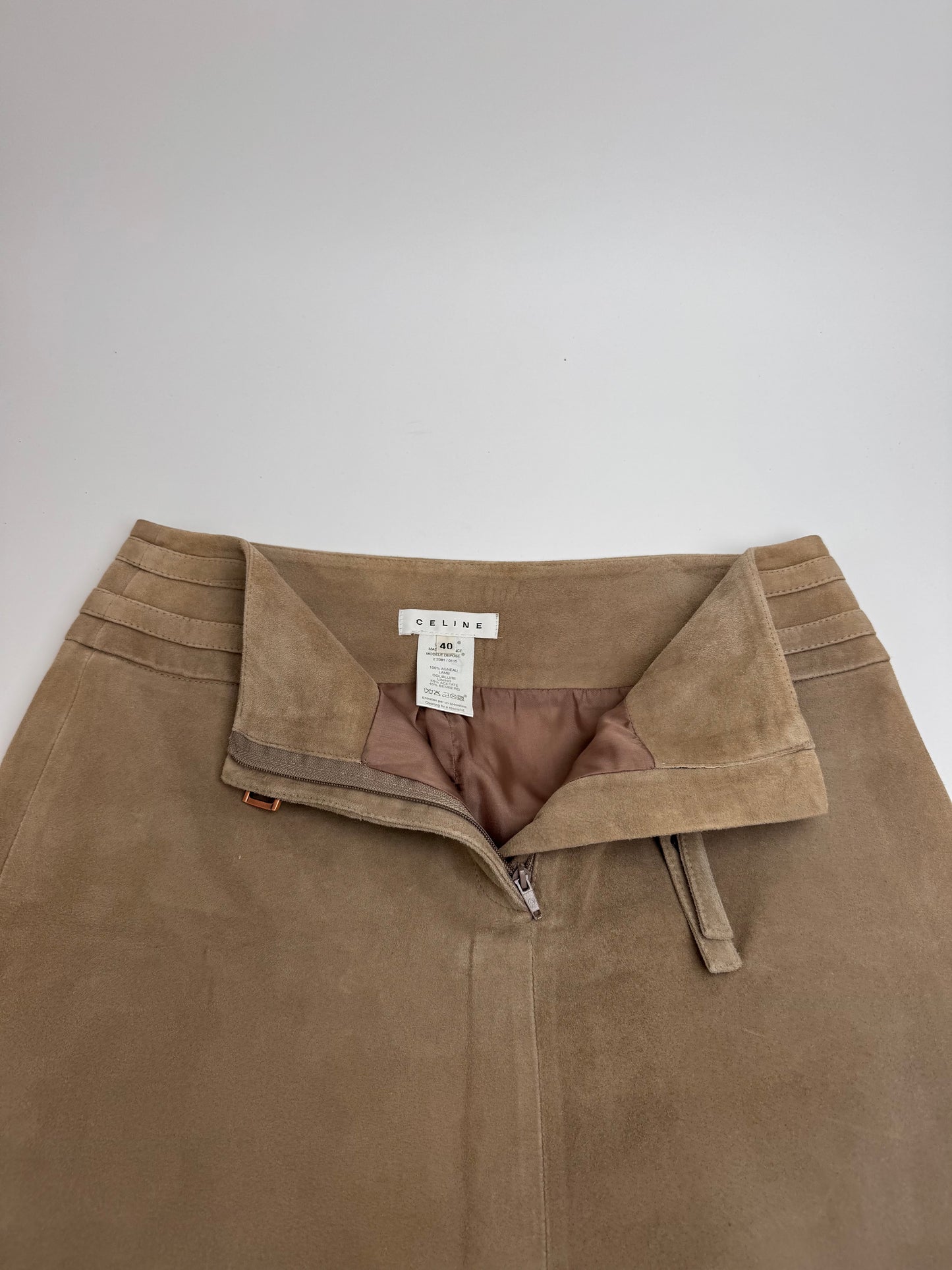 Vintage Celine Paris Suede Skirt 40 brown